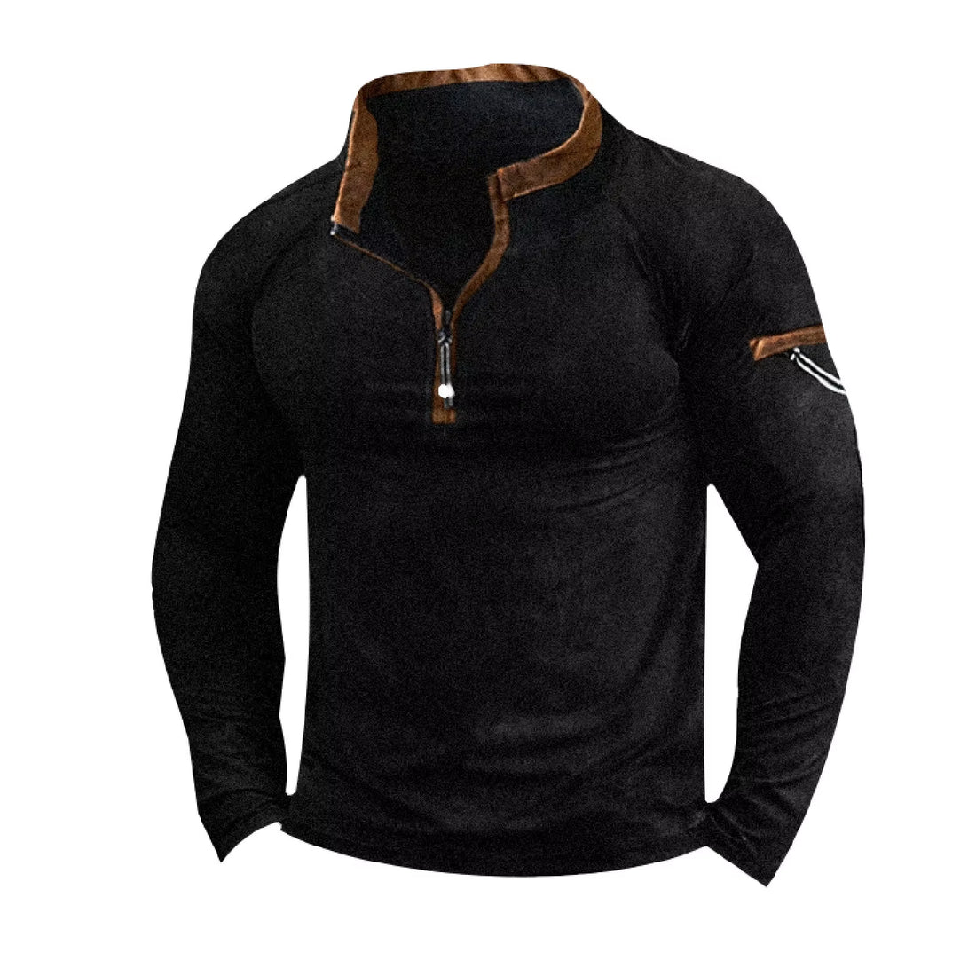 Men's High Quality Fitness Top Warm Zipper Wool Pullover  Windproof Spring and Winter Wear