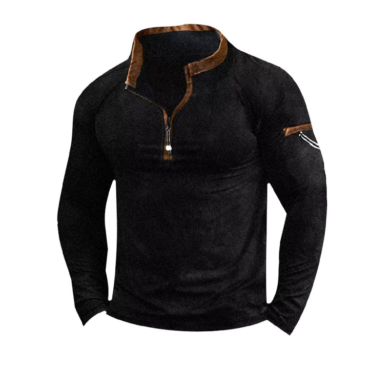 Men'S High Quality Fitness Top Warm Zipper Wool Pullover Men'S Windproof Spring and Winter Coat Warm Underwear Men'S Clothing