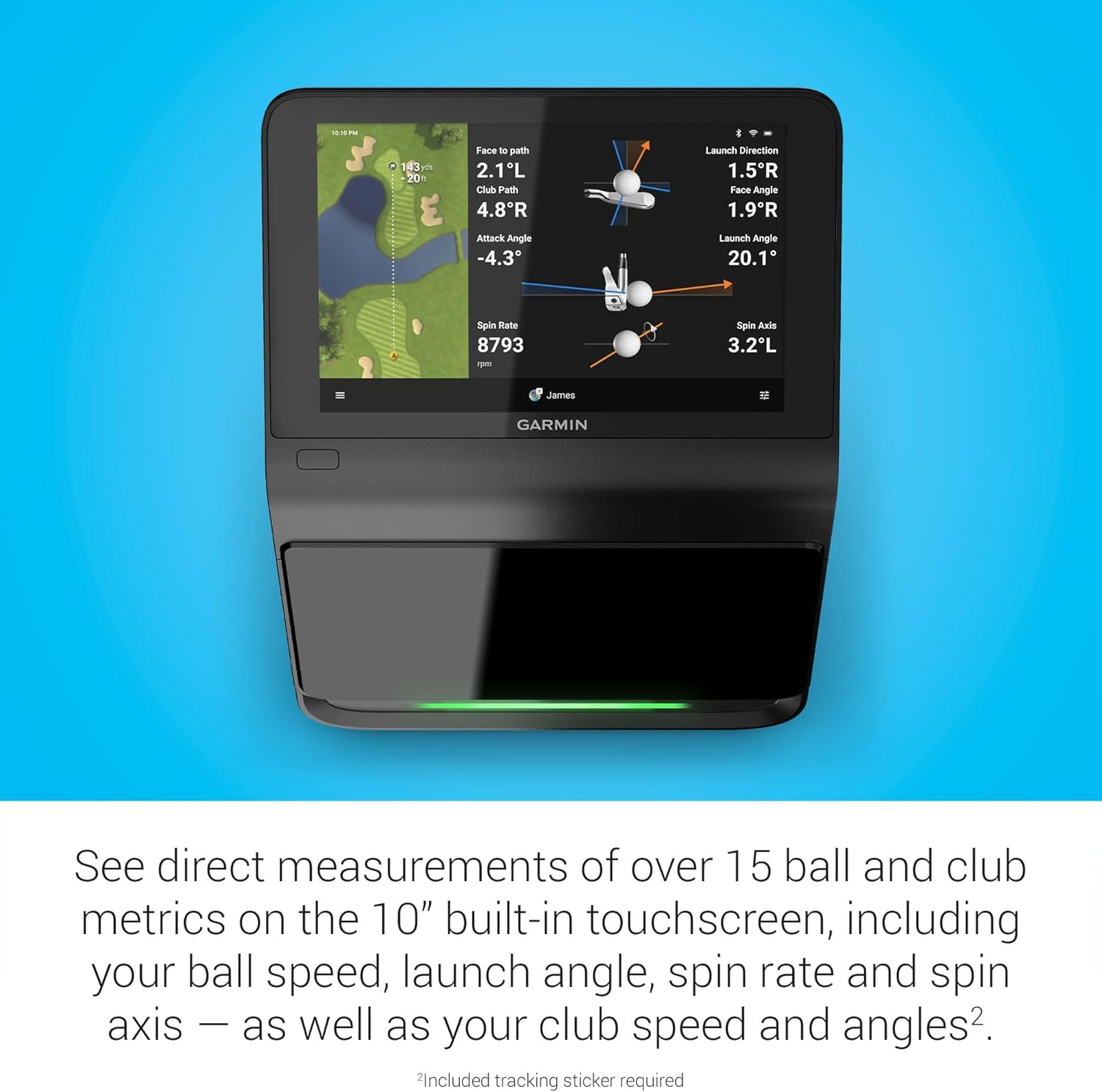 New Pro® R50, Golf Launch Monitor and Simulator, 10" Built-In Color Touchscreen 