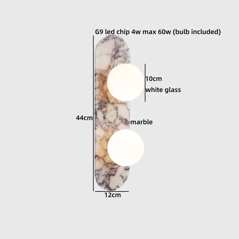 Marble Glass LED Wall Sconces Lights Indoor Bedroom Lamps 