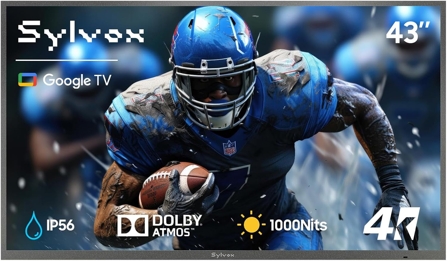 Outdoor TV, 55-Inch Waterproof Smart TV, 2000 Nits Full Sun TV, 4K, Dolby Atmos, HDR10, Weatherproof Television with Voice Assistant Remote (Pool Pro 2.0, Latest Model)