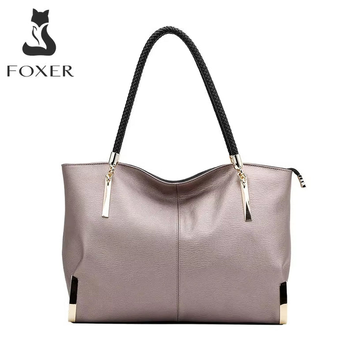 Brand Stylish Women Cowhide Leather Handbag Female Shoulder Bag Designer Luxury Lady Large Capacity Zipper Top-Handle Bags