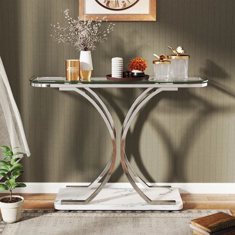 Vintage Millwood 43.3'' Glass Top Console Table
