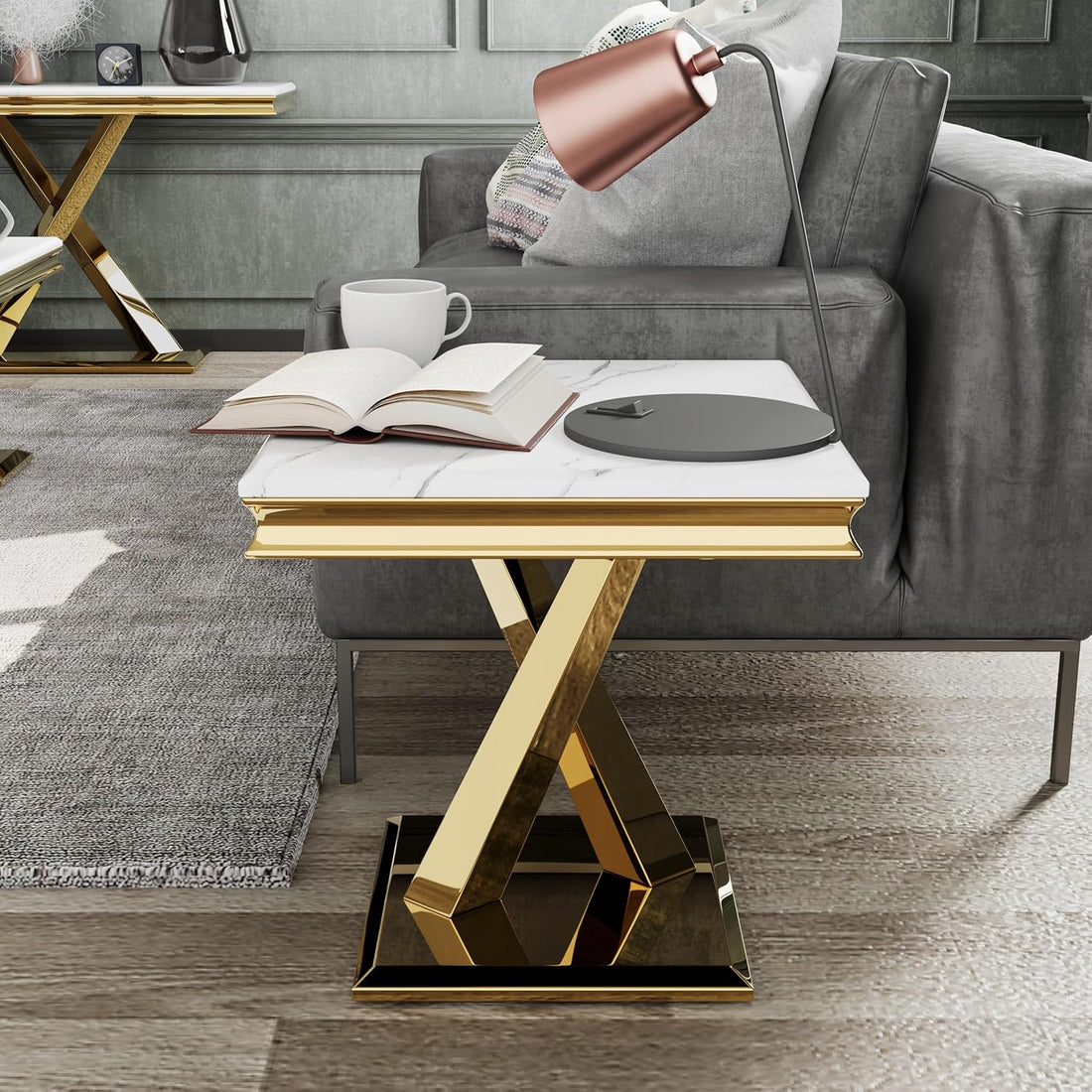 Premium Gold End Accent Table for Office - Home Living Room