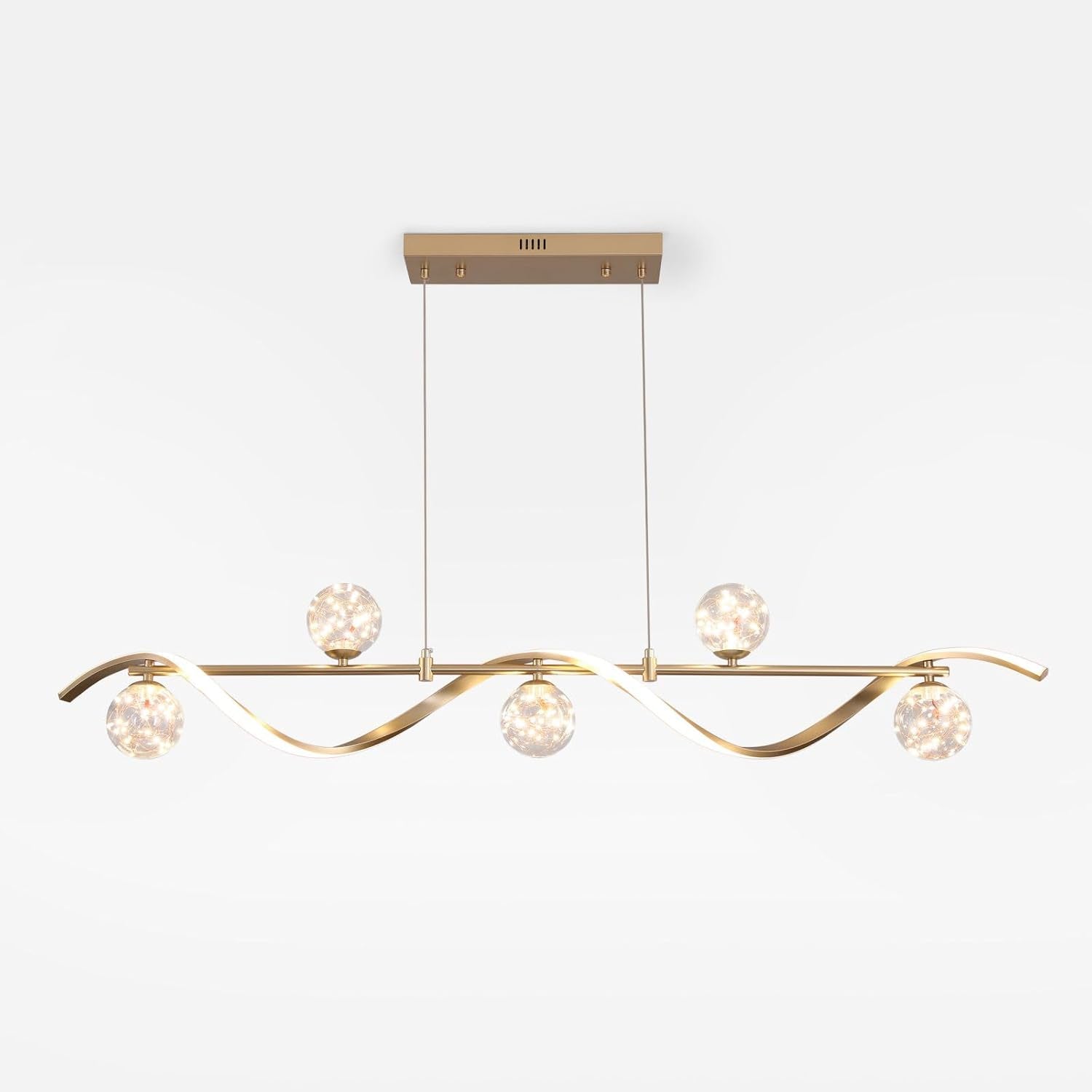 Kitchen Island Light with Glass Globes, 51.2" Gold Chandelier Pendant 