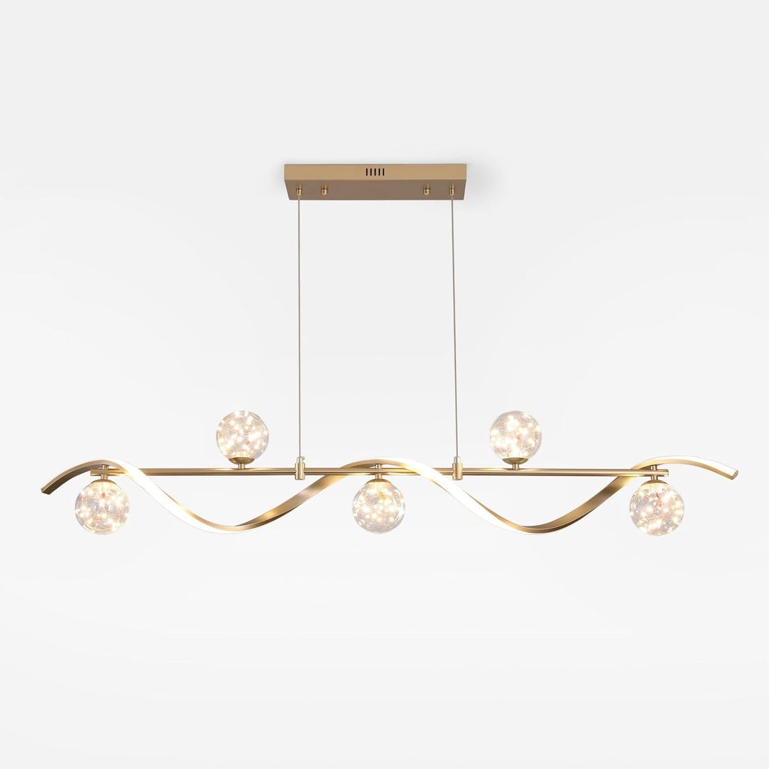 Kitchen Island Light with Glass Globes, 51.2" Gold Chandelier Pendant 