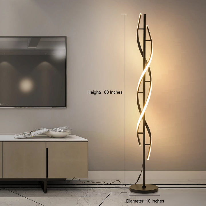 Modern Spiral LED Floor Lamp for Living Room, Bedroom and Office