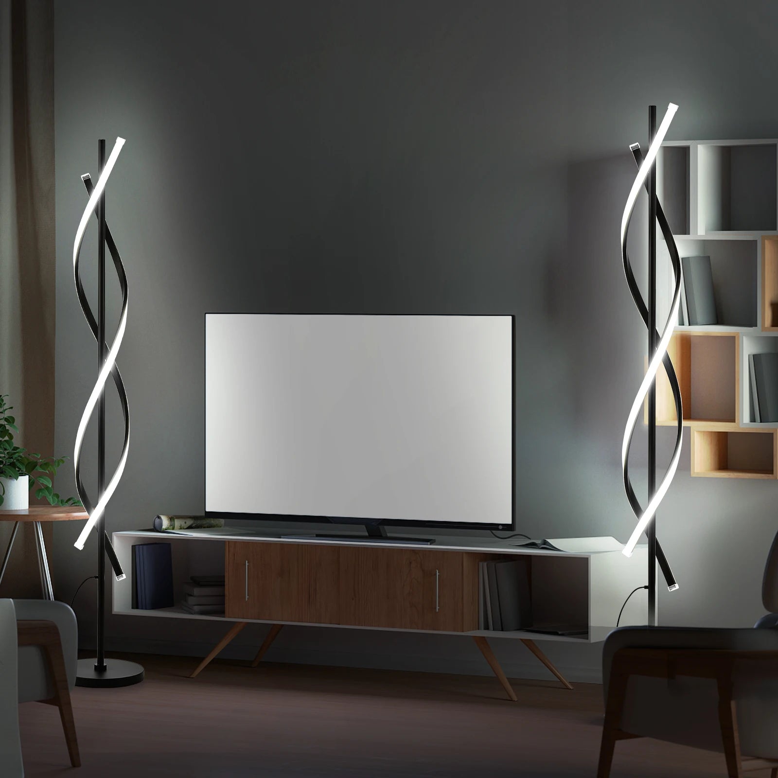 Modern Spiral LED Floor Lamp for Living Room, Bedroom and Office