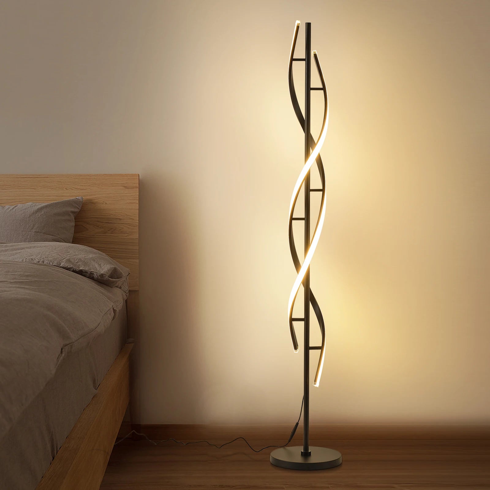 Modern Spiral LED Floor Lamp for Living Room, Bedroom and Office
