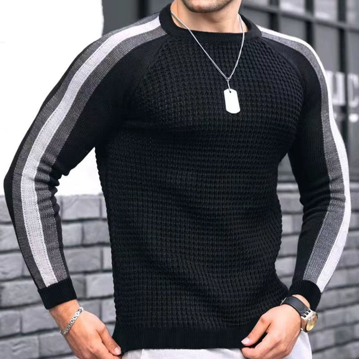 Mens Sweater Pullovers Autumn Winter Casual Solid Knitted Sweaters Men  Long Sleeve O-Neck Striped Sweater Knitwear Men'S Coats