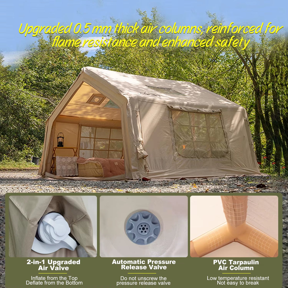 Coody 10.0 Air Tent-Beige Portable Family Inflatable Tent Manufacturer for Camping and Mountain Climbing