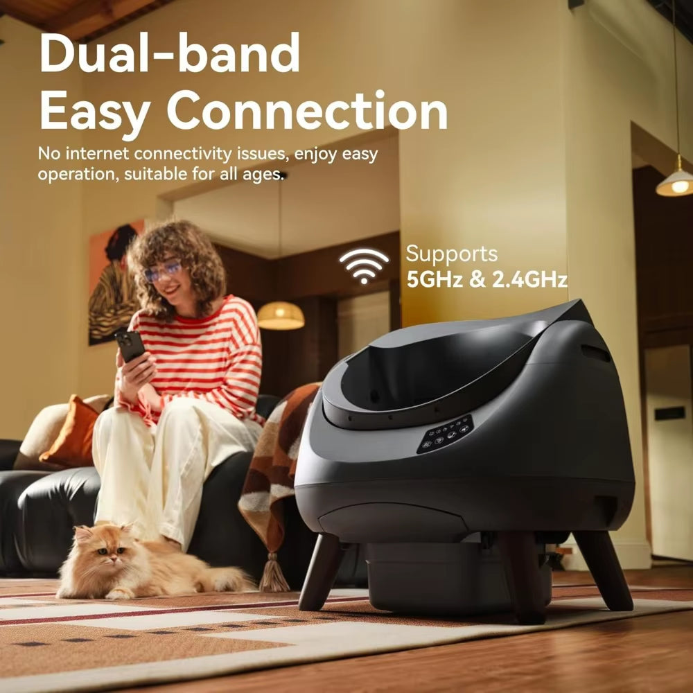 Modern Self Cleaning Cat Litter Box Open-X, 5G & 2.4G Wifi, Automatic