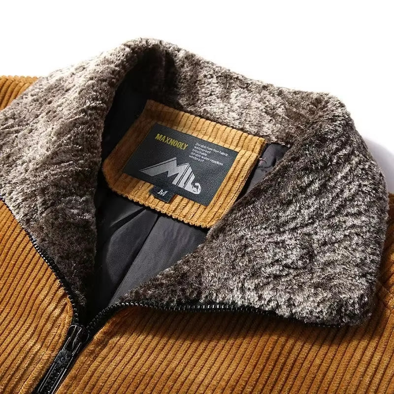 Winter Jacket Men Male Thermal Windbreaker plus Size Men'S Warm Winter Corduroy Jackets and Coats Fur Collar Casual Outwear