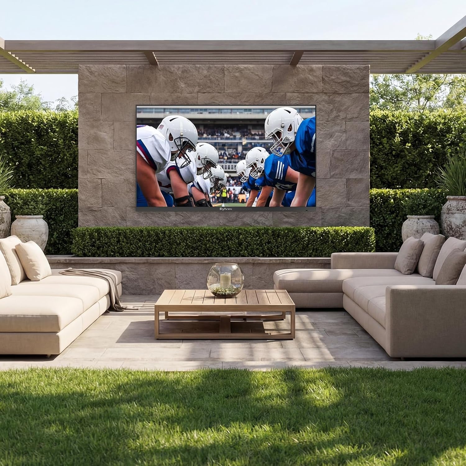 65 Inch Outdoor TV, Ultra-Narrow Bezel, 4K Smart Google TV, 1000 Nits Partial Sun, IP56 Waterproof, Dual Speakers, All-Weather Metal Chassis for Patio, Deck, Backyard (Frameless Series)
