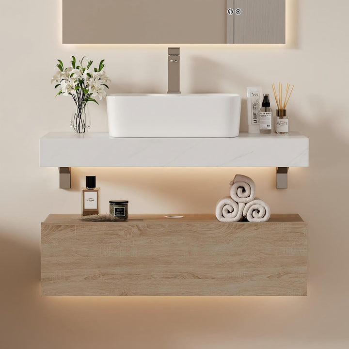 New 39" Floating Bathroom Vanity with Sintered Stone Countertop