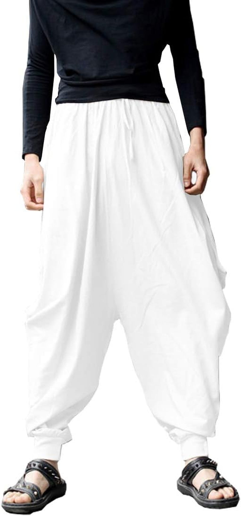 Mens Casual Pants Loose Stretchy Waist Trousers