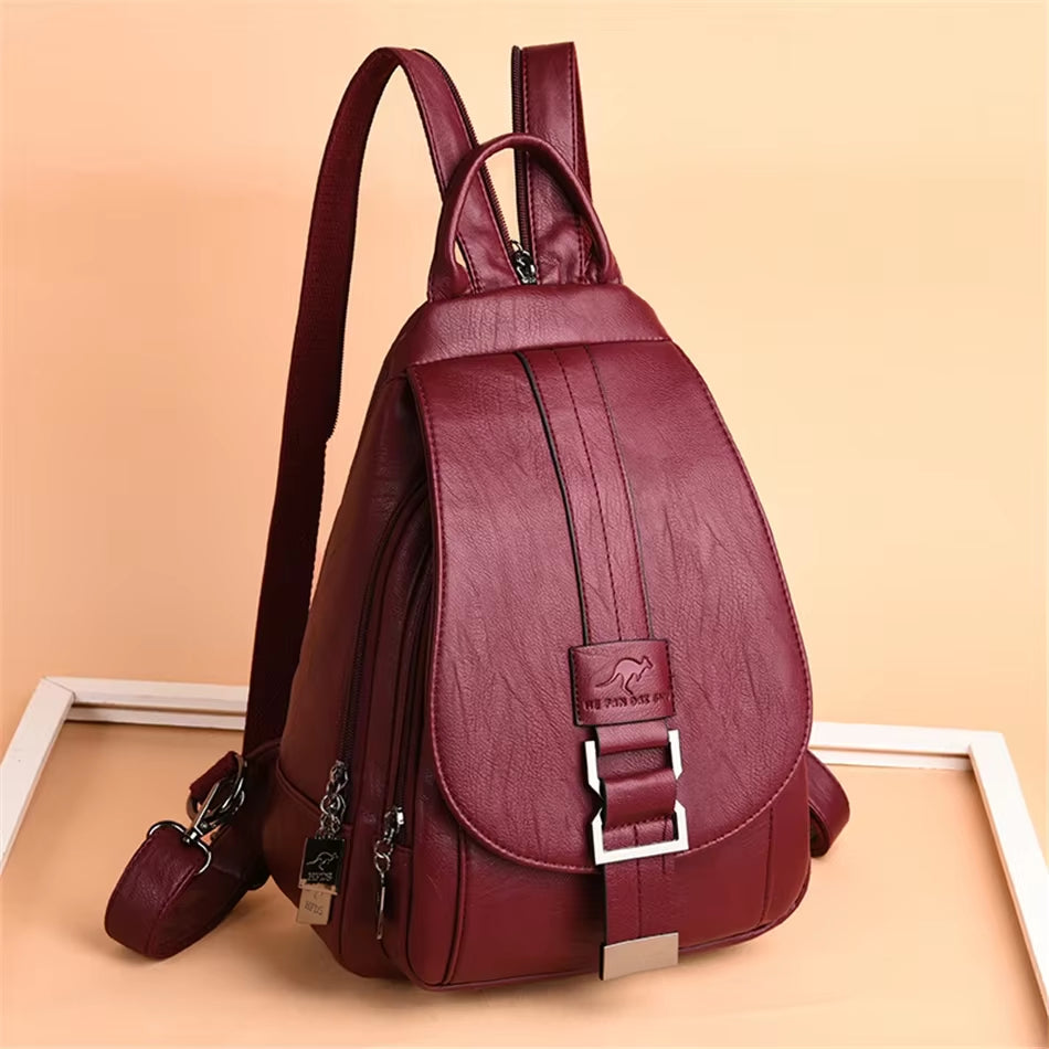 New Arrived Women Anti Theft Backpack Quality Leather School Shoulder Multifunction Backpack 