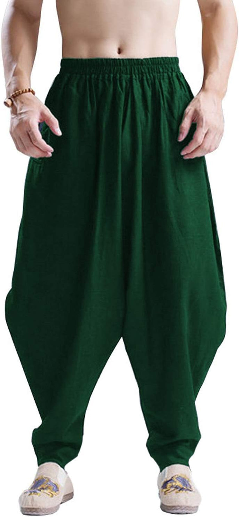Mens Casual Pants Loose Stretchy Waist Trousers