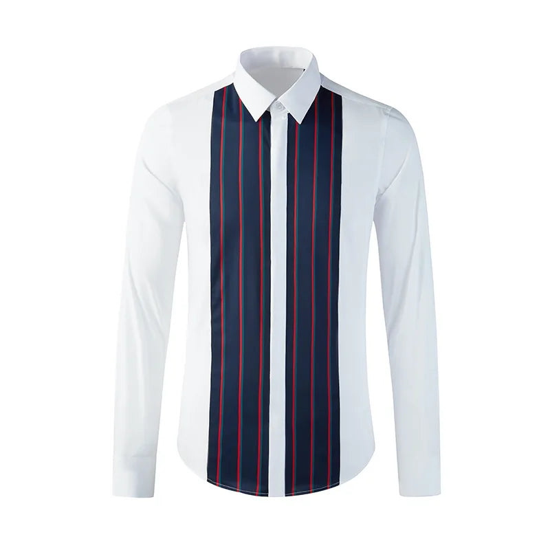 Striped Modern Men Lux Patchwork Shirt for Men Casual Wear