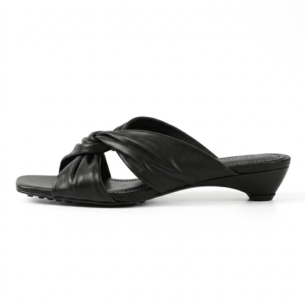 Women's Sheepskin Cross-Strap Bow Sandals – Elegant 3 cm  Heel Slides