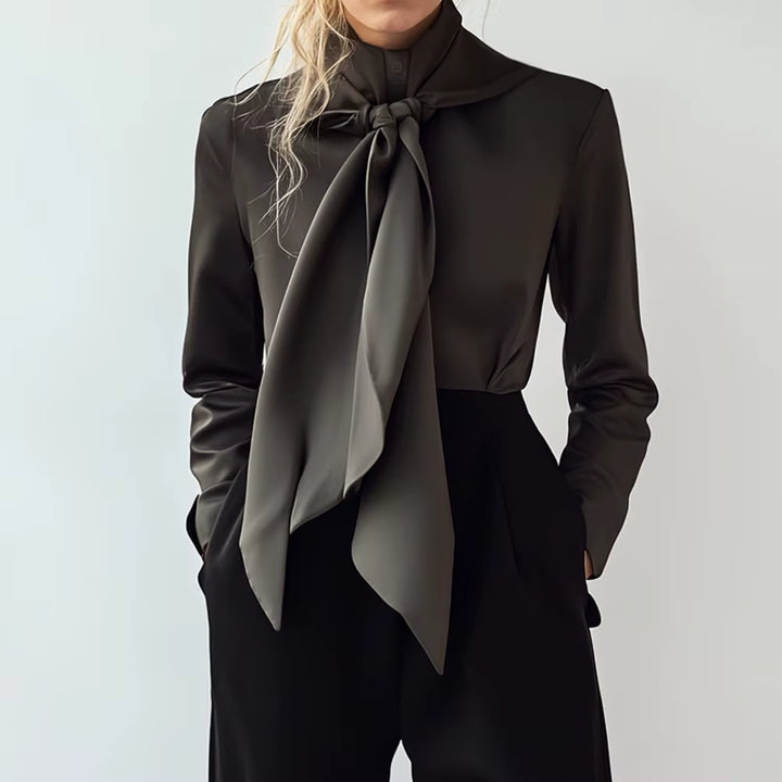 Mia Muse Women'S Shirts Autumn Winter French Elegant Cape Design Long Sleeve High-Neck Single Breasted Casual Shirts