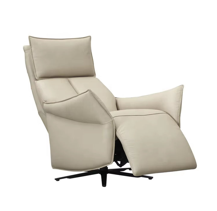 White Manual Push Back High Back Reclinable Modern Lounge Chair