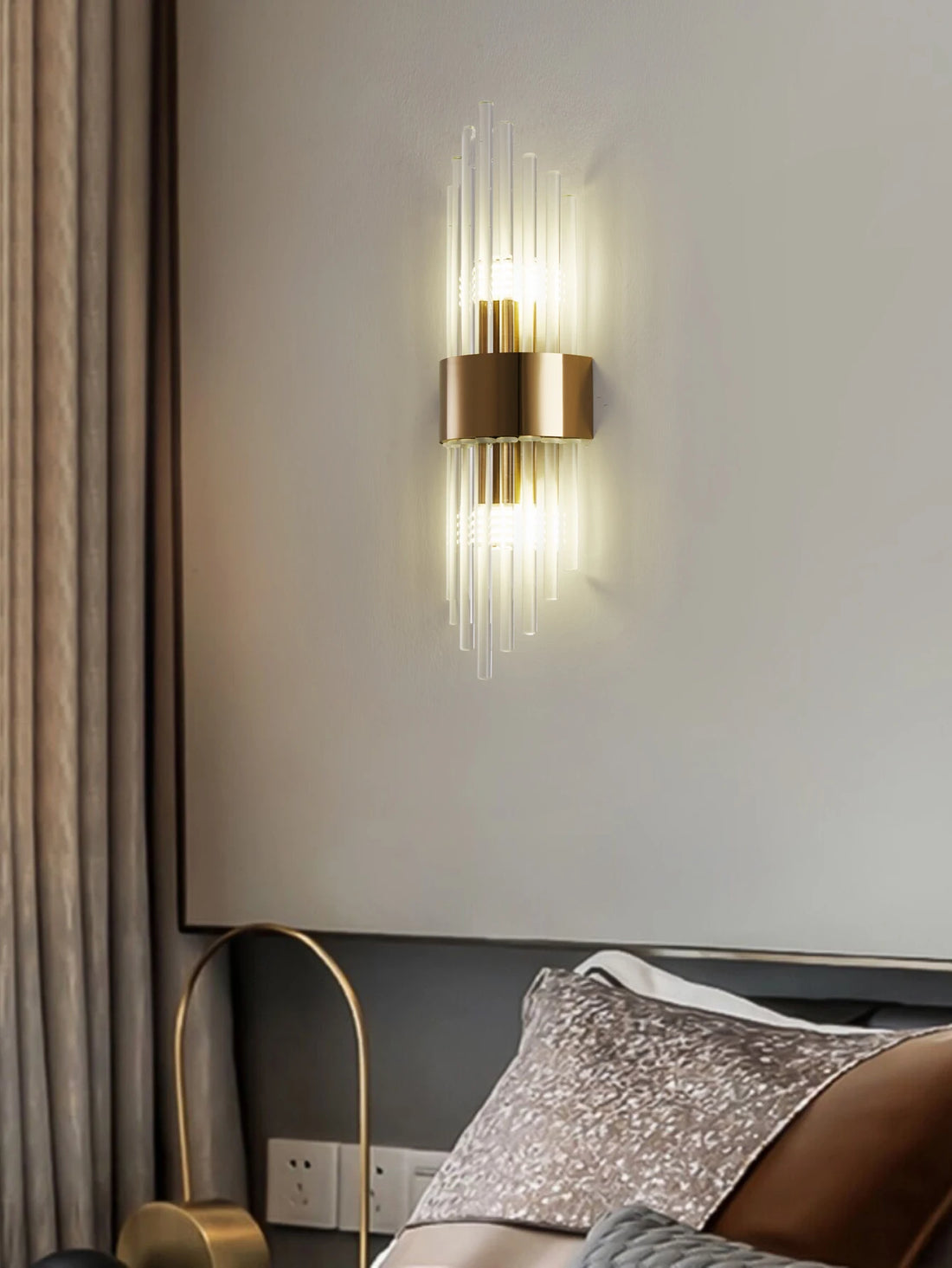 New Gold/Black Stainless Steel Crystal Wall Home Decor Lighting
