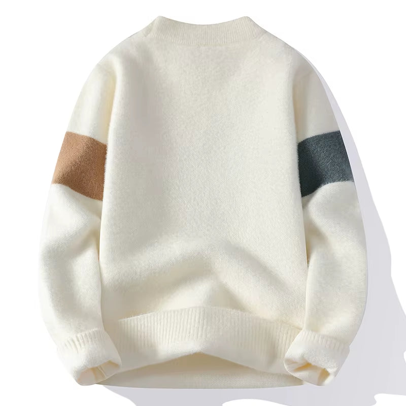 2025 Casual Men'S Classic Color Blocked Brand Sweater High-Quality Men'S Pullover Autumn/Winter Warm Knit Tops