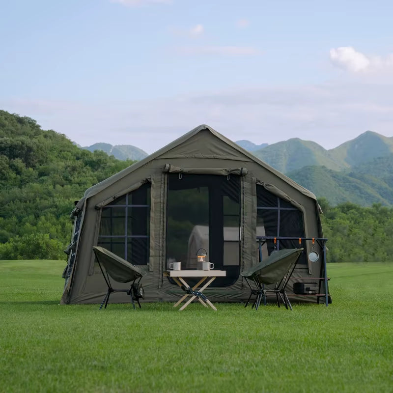 Coody 8.0 Air Tent-Army Green Cotton Fabric Family 3-6 Person Portable Luxury Durable Inflatable Outdoor Folding Portable Tent