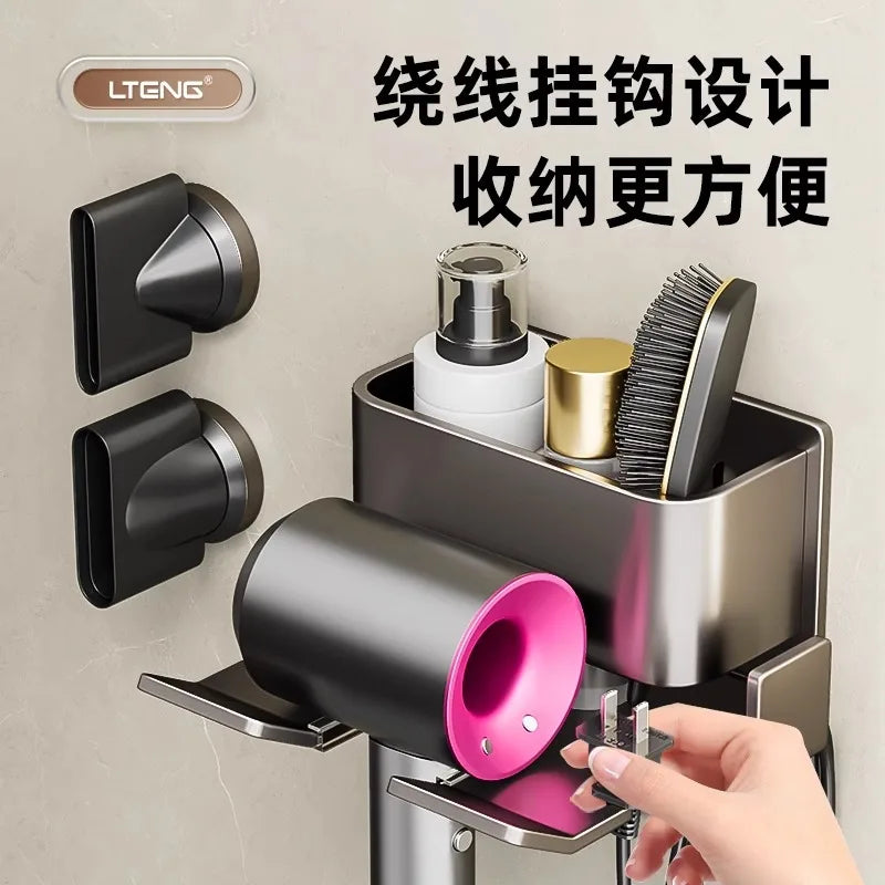 Luxury New Hair Dryer Holder Wall Dryer Cradle Straightener Stand Hairdryer Organizer Storage Box Toilet Blower Holder Bathroom Shelves