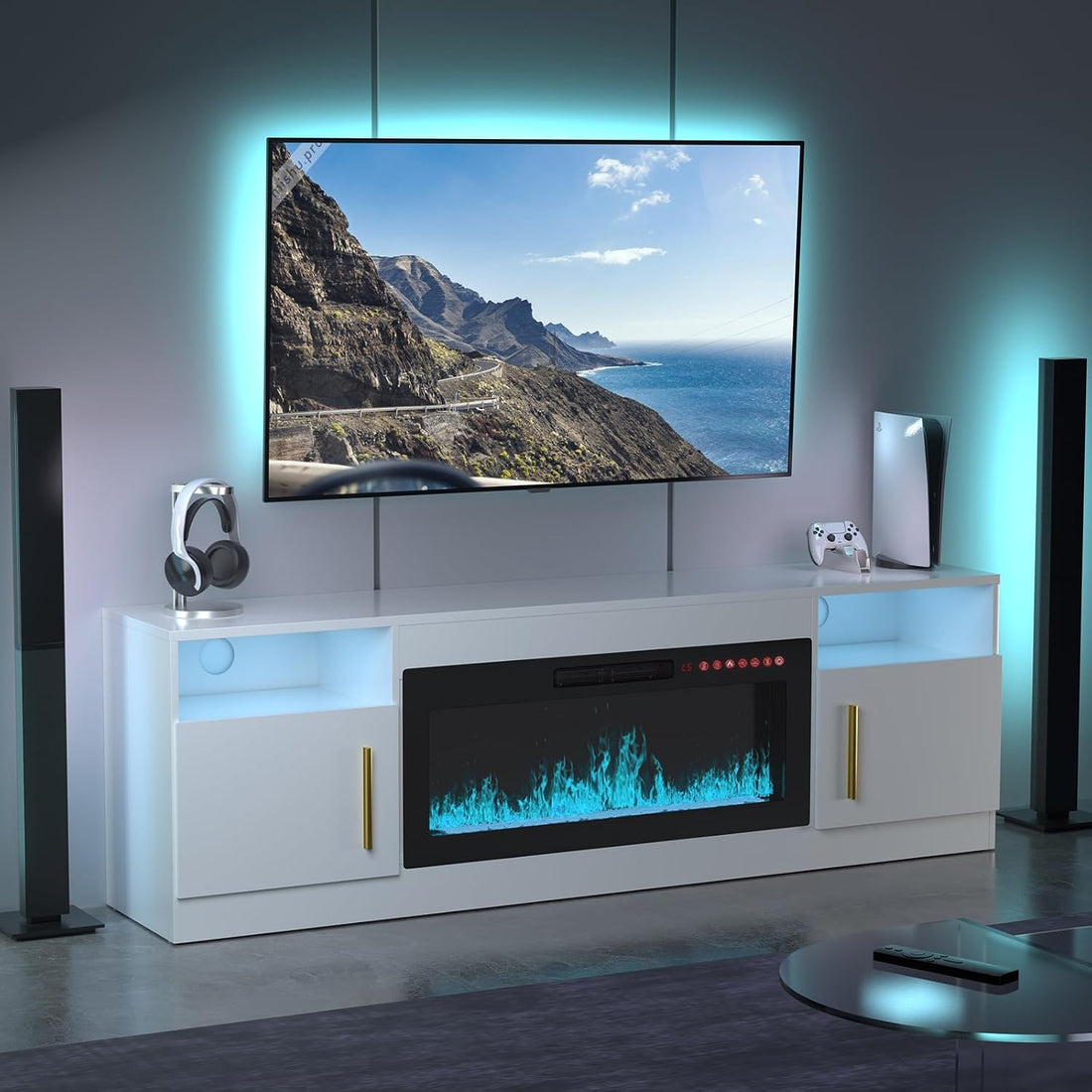New  LED TV Stand with Fireplace - 70 Inch Modern Electric Entertainment Center