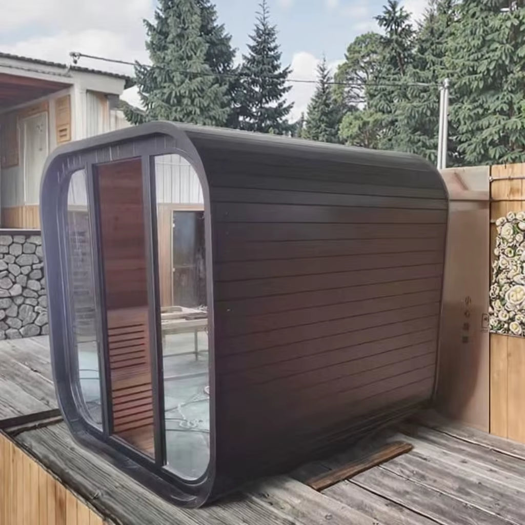 Modern Design Wet Steam Indoor/Outdoor Hemlock Sauna Lodge