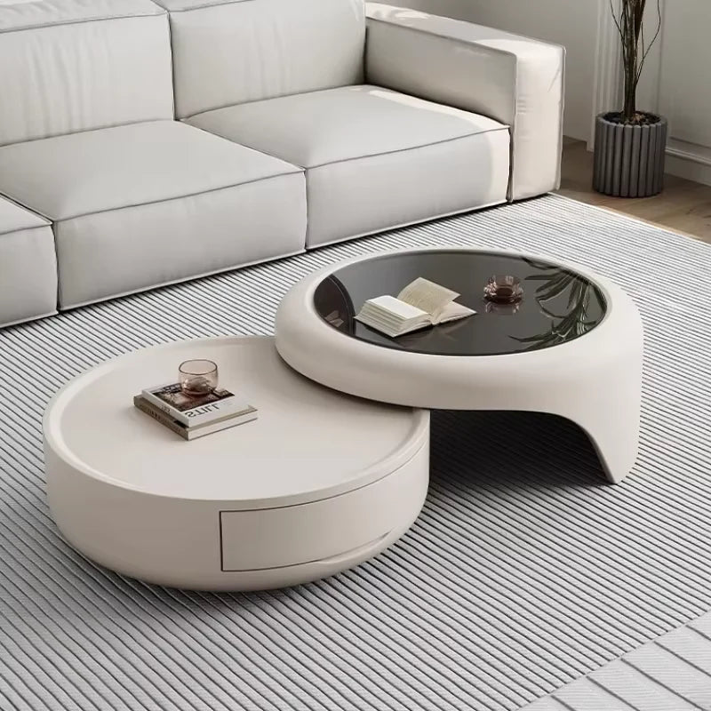 Living Room Coffee Table Light Luxury Moveable 2 Tier