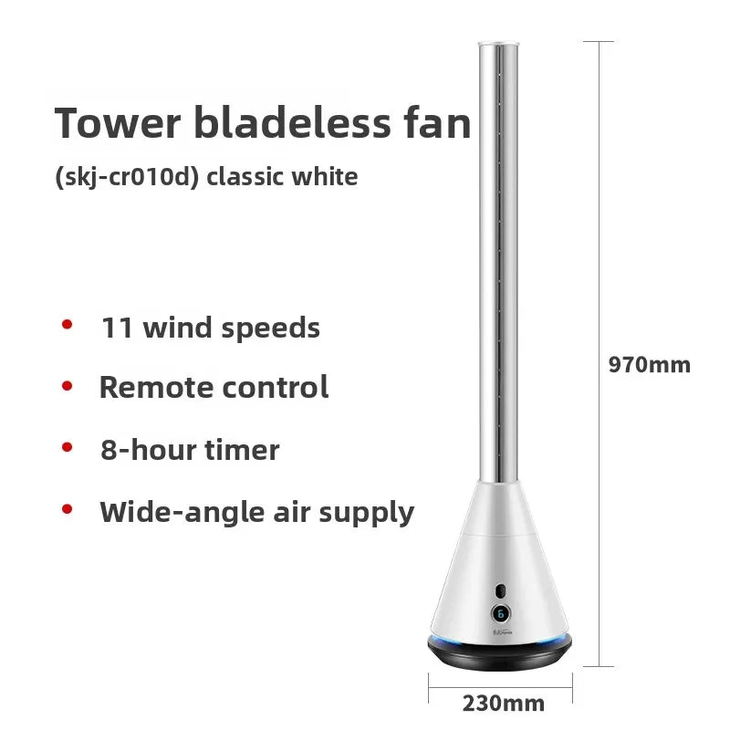 220V  Bladeless Fan Tower Fan with Remote Control Energy Saving Quiet Standing Air Circulator for Home HBA