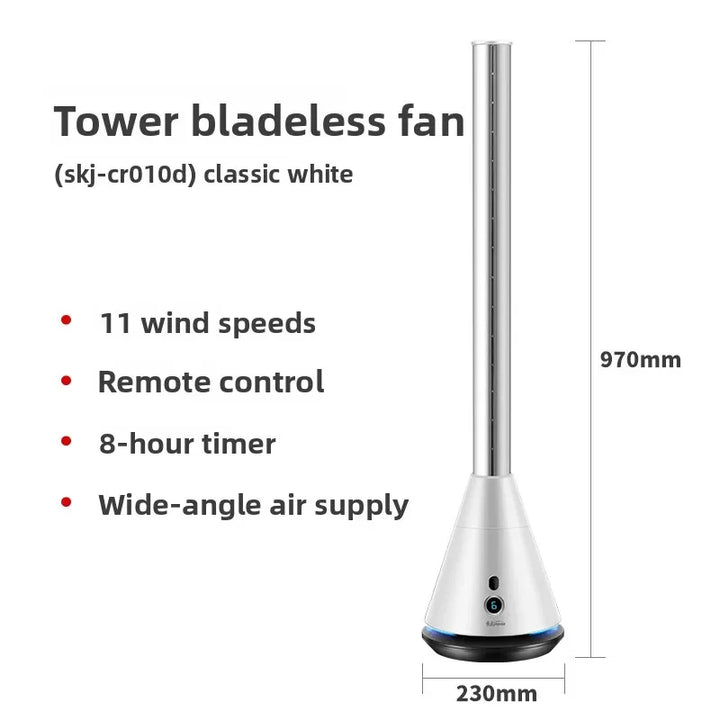 220V  Bladeless Fan Tower Fan with Remote Control Energy Saving Quiet Standing Air Circulator for Home HBA
