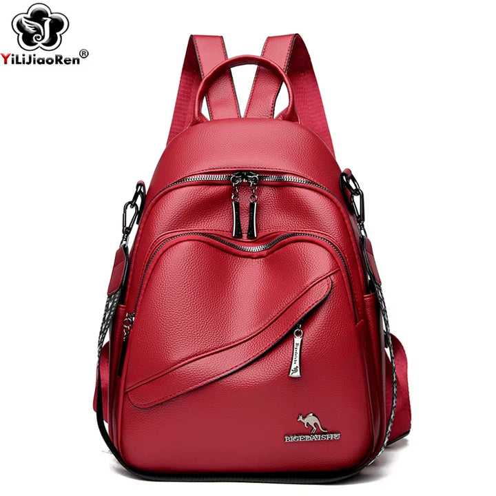 Fashion Backpacks Women Shoulder Bag Simple Rucksack Female Soft Leather Back Pack Ladies Travel Bag Large Capacity School Bags