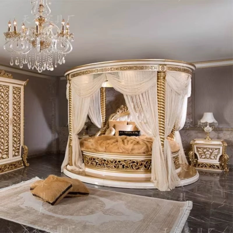 Premium Wedding round Bed Castle Wood Bedroom Furniture