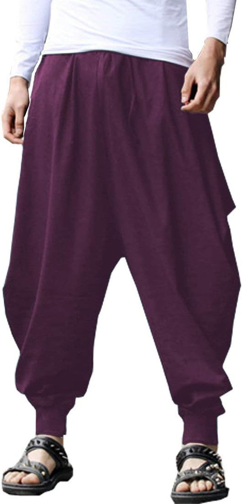 Mens Casual Pants Loose Stretchy Waist Trousers