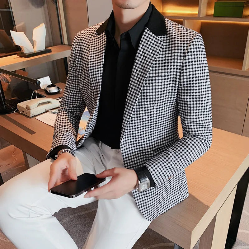 Men's Premium Blazer – Autumn Winter Plaid Suit Jacket Blazer