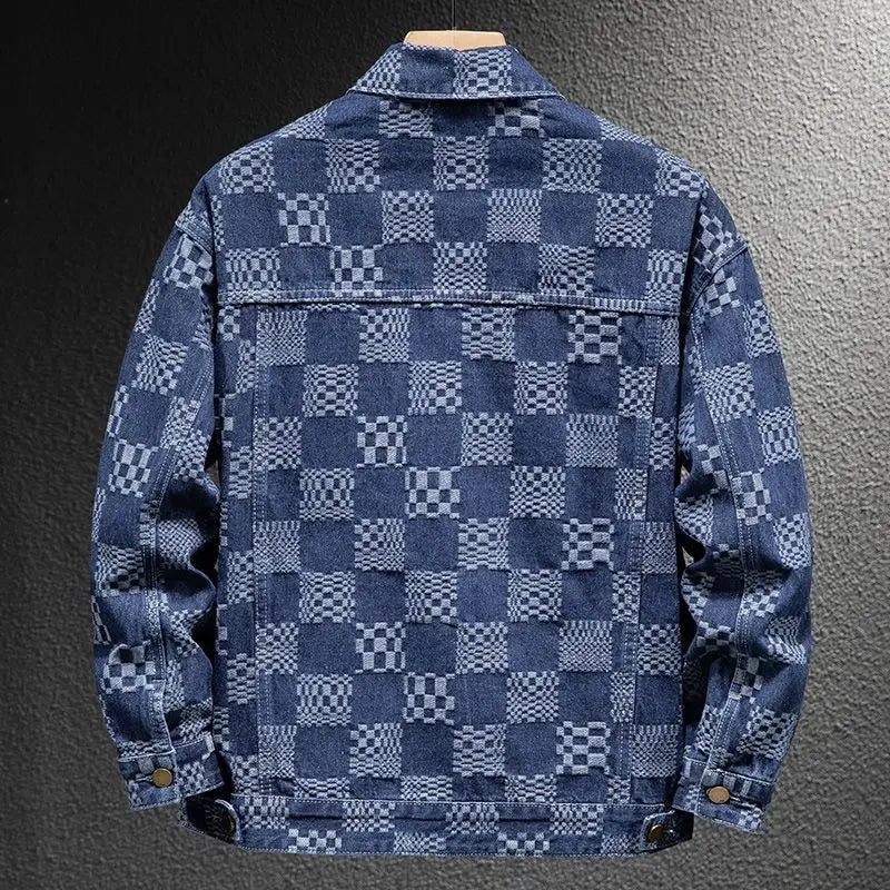Men’s Plaid Jacquard Jacket – Thick Single-Breasted Casual Autumn Winter Outerwear