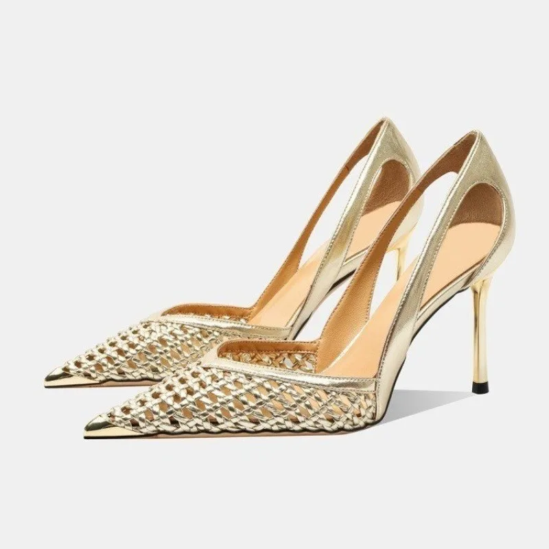 New Bling Women Sandals Ladies Elegant Shoes – Mid Heel Pumps