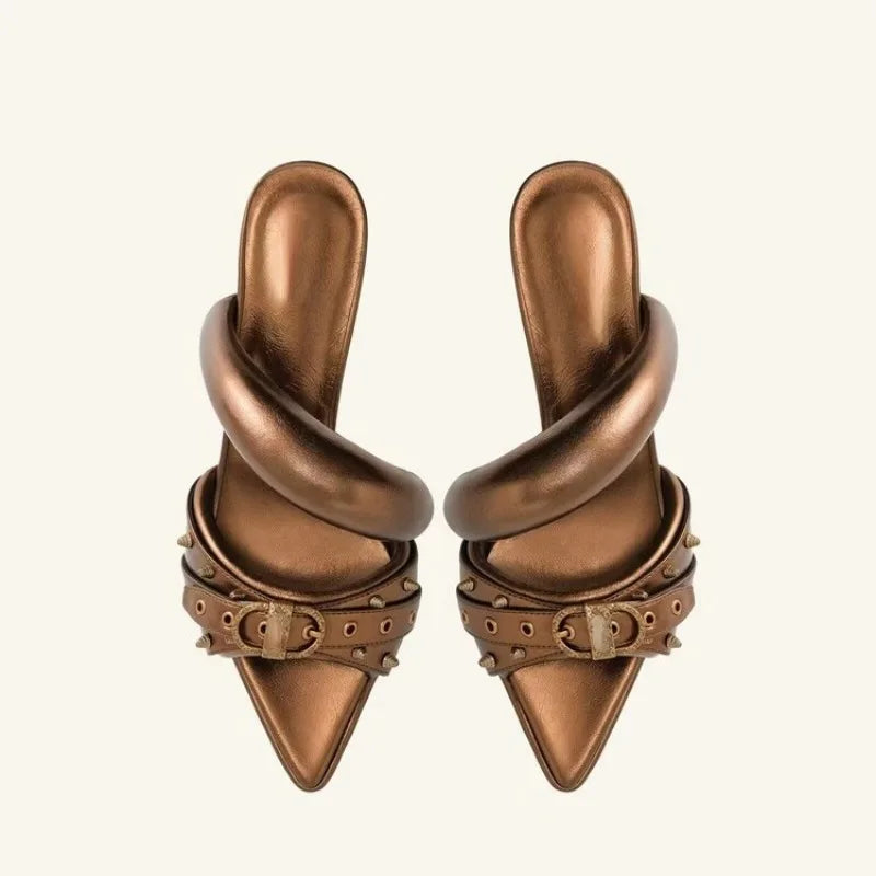 New Pointed Toe High Heel Sandals for Women Outdoor Dress Shoes