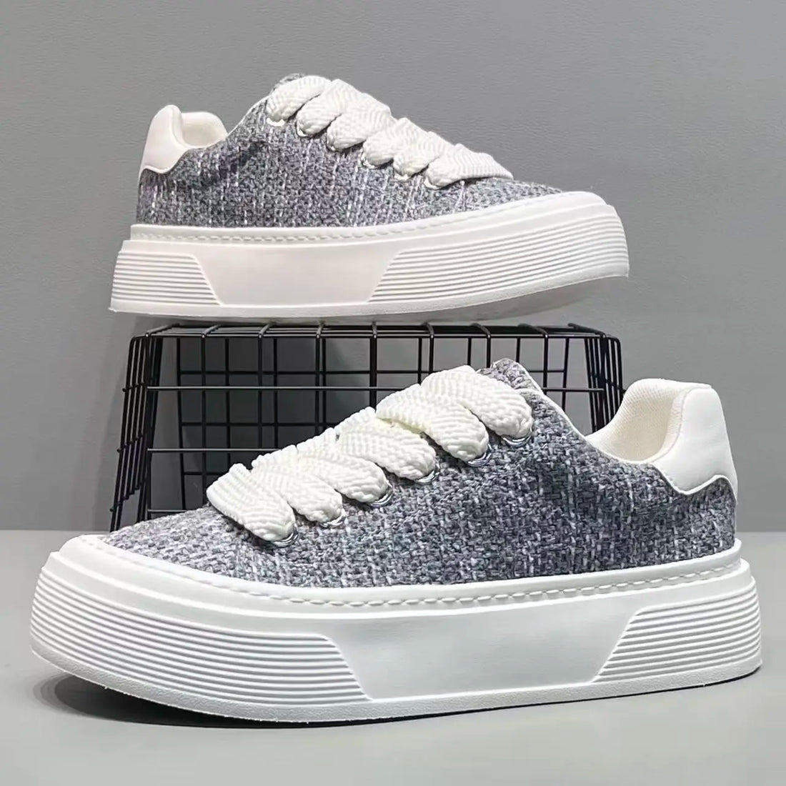 Men's Casual Knit Sneakers – Breathable Thick Sole Casual Sports & Walking Shoes