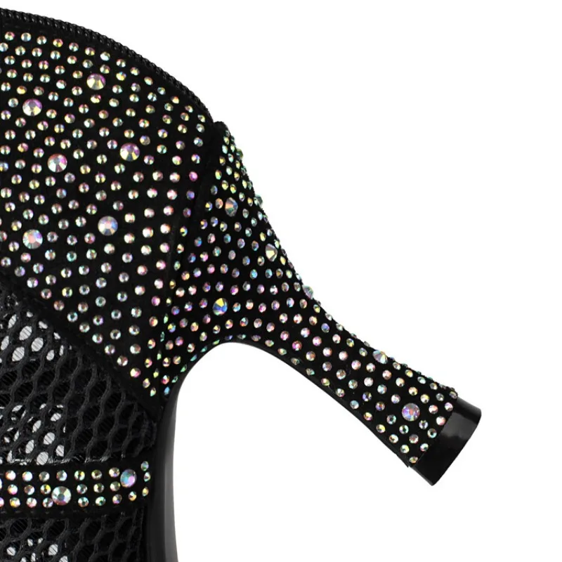 Women High Heel Fish Mouth Sandals – Diamond Cross Strap Jazz Latin Dance Shoes