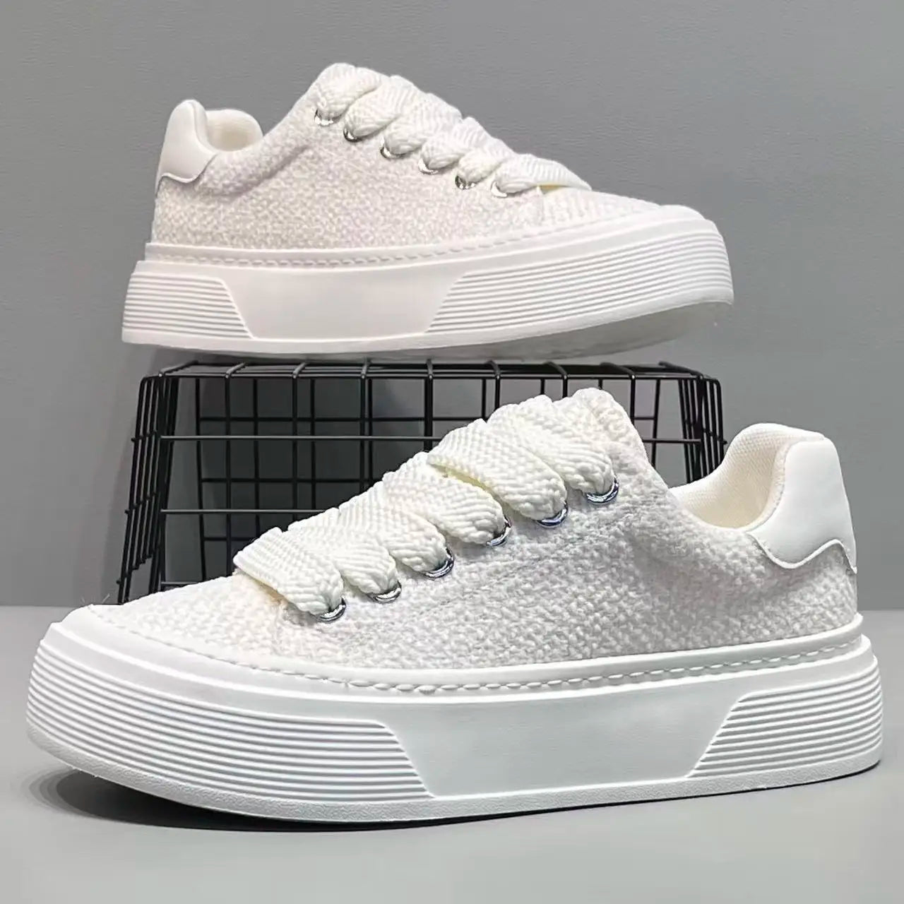Men's Casual Knit Sneakers – Breathable Thick Sole Casual Sports & Walking Shoes