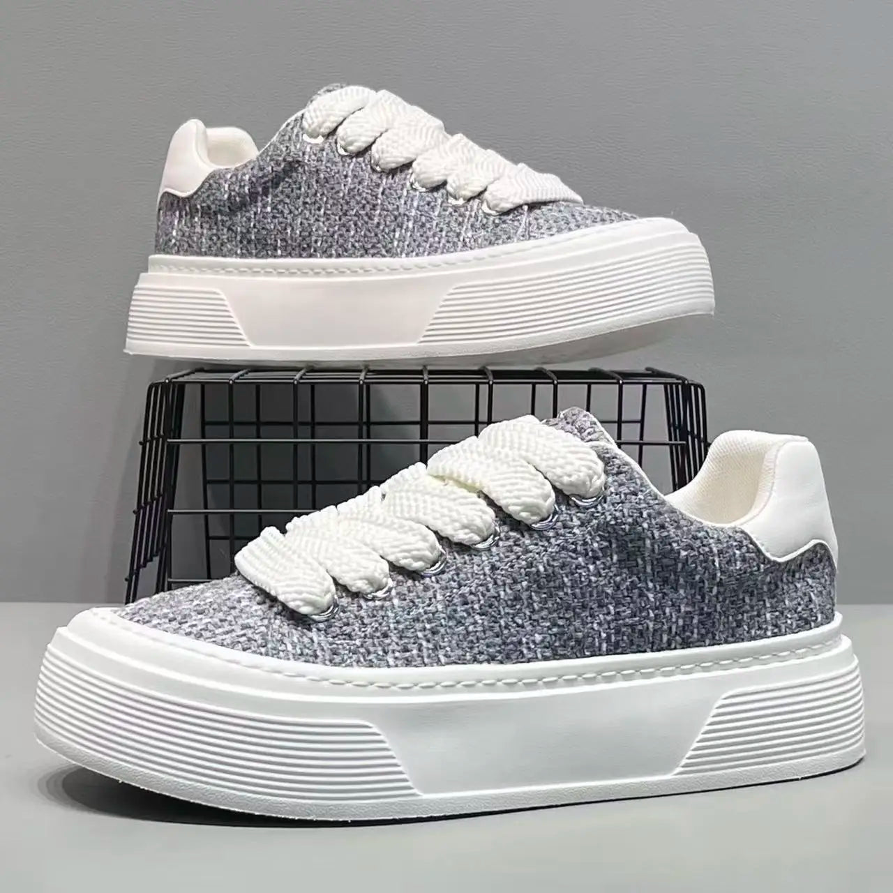 Men's Casual Knit Sneakers – Breathable Thick Sole Casual Sports & Walking Shoes