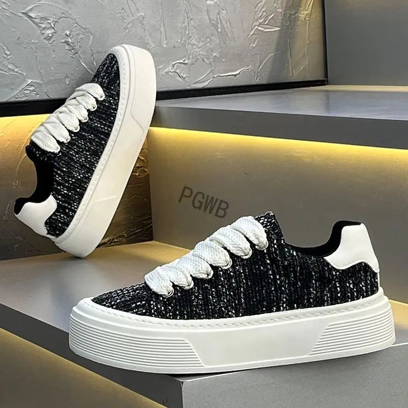 Men's Casual Knit Sneakers – Breathable Thick Sole Casual Sports & Walking Shoes