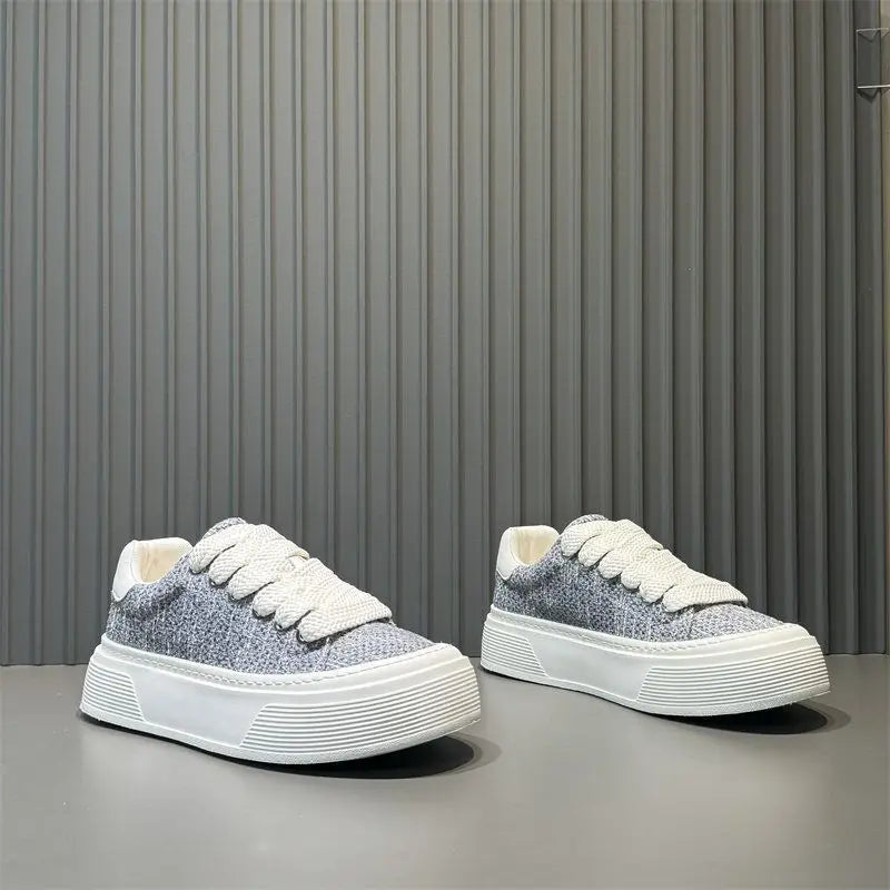 Men's Casual Knit Sneakers – Breathable Thick Sole Casual Sports & Walking Shoes