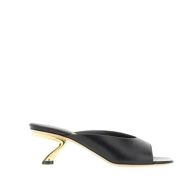 New French Square Toe Women High Heels Sandals