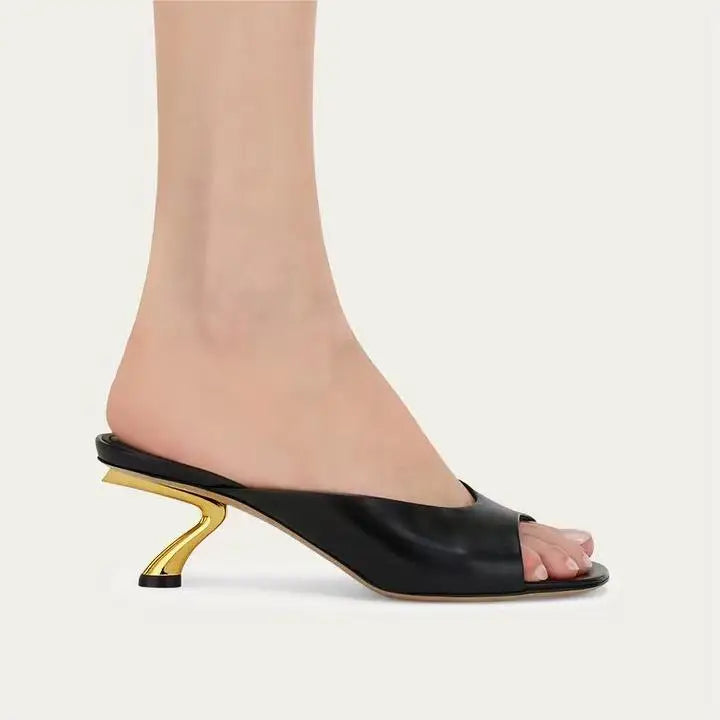 New French Square Toe Women High Heels Sandals